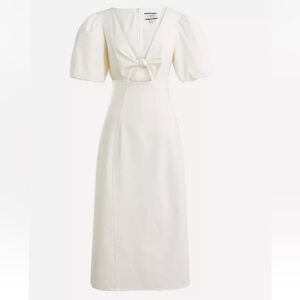 J.Crew Collection Women Cutout Puff-Sleeve Cotton  Ivory White Dress Sz 16